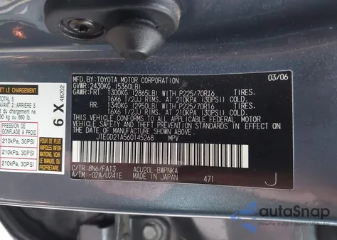 2006 Toyota Highlander from USA, damaged, VIN JTEGD21A560145268